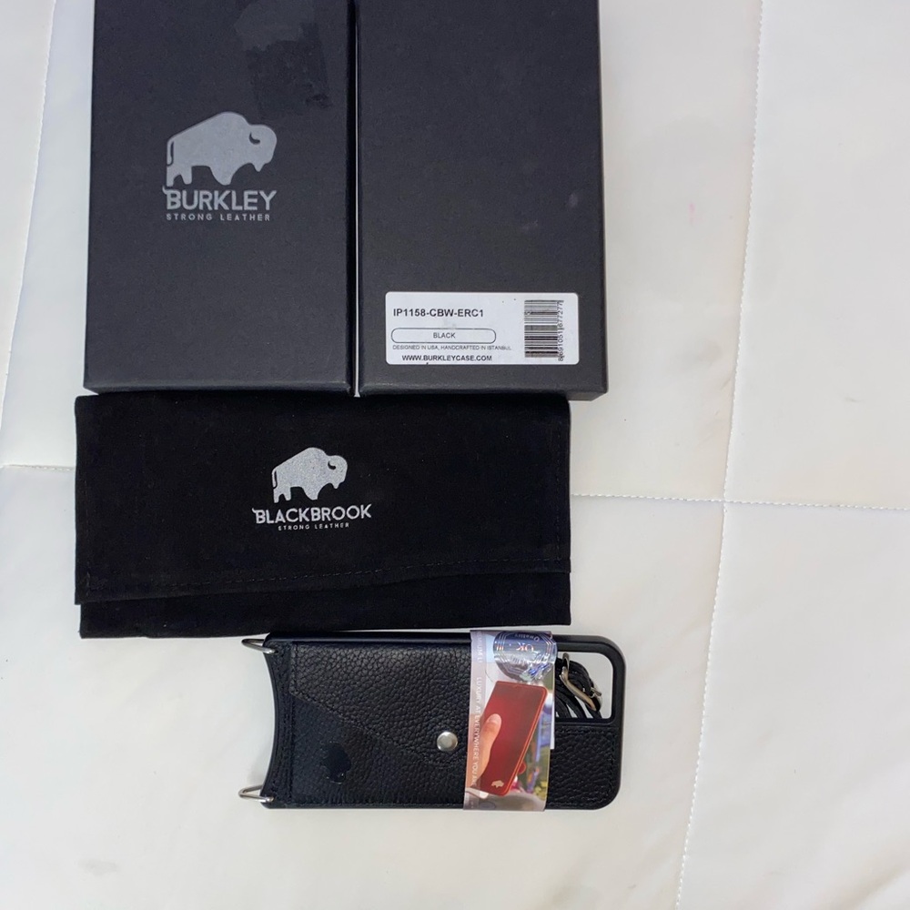 Black Leather Phone Case by Burkley